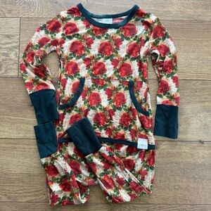 Ready Set Romper Bamboo baby sleeper 12-18-24 months girl roses pajamas front